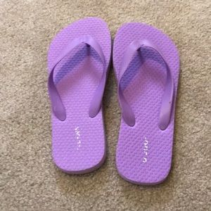 purple flip flops